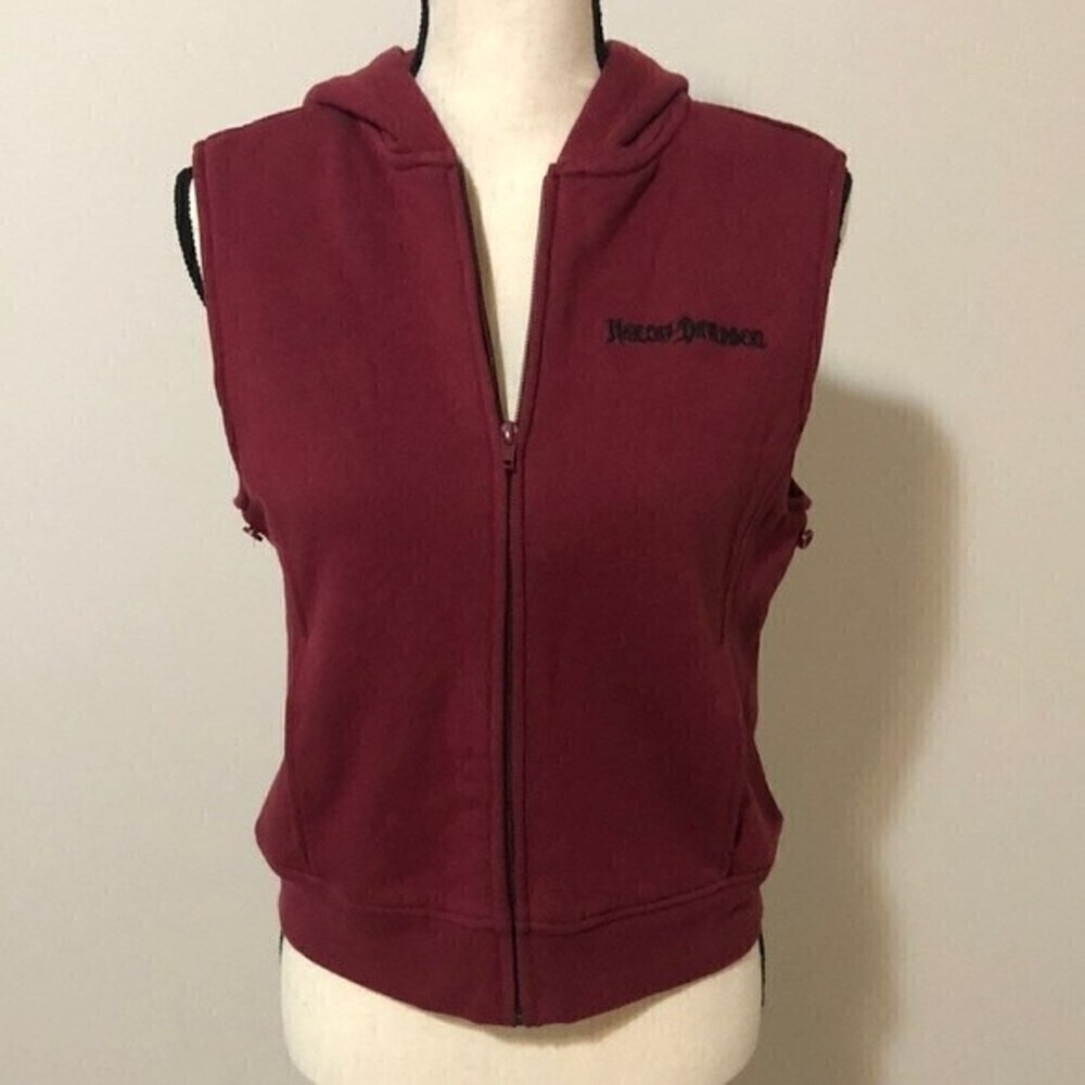 Harley-Davidson Sherpa Lined Red Hoodie Vest Size Small